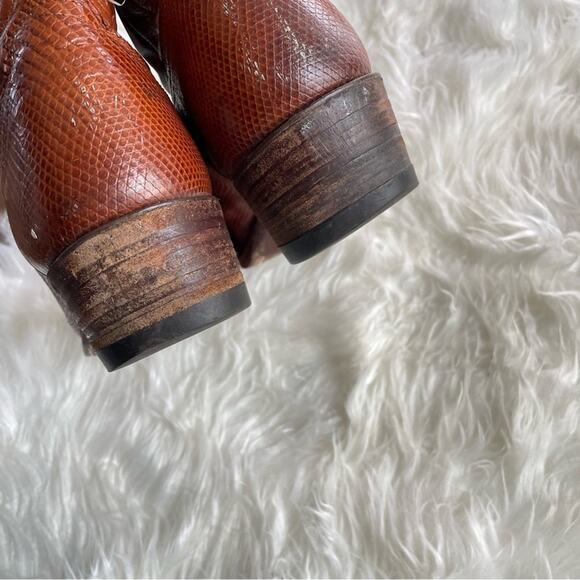 Justin Boots | Mens Lizard Leather Vintage Tall Pull-On Cowboy Boot Textured 9.5 - Picture 9 of 12